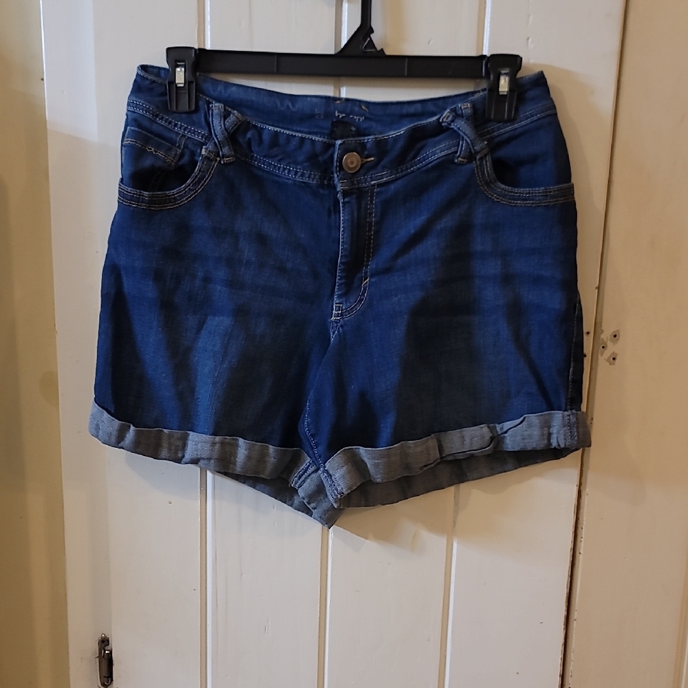 Lane Bryant Blue Jean Shorts with Cuffed Hem